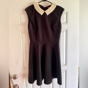 Betsey Johnson black faux Pearl collar dress Wednesday dress